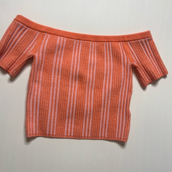 Aerie Orange and White Off-Shoulder Sweater - Picture 3 of 3